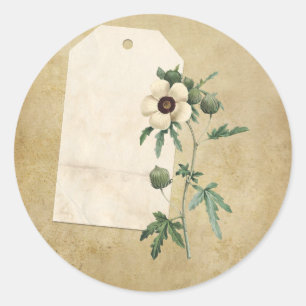 Pegatina Redonda Collage floral victoriano embellecimiento de Scrap