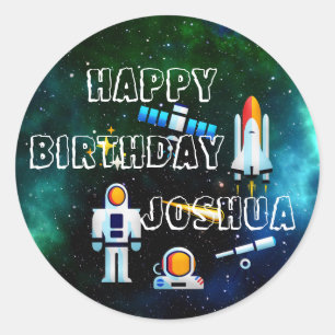 Pegatina Redonda Collage personalizado de un astronauta