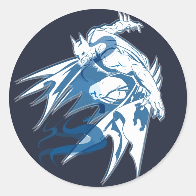 Pegatina Redonda Collage tonal del agua de Batman (Anverso)