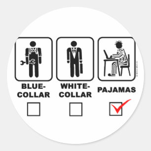Pegatina Redonda Collar, cuello blanco o pijamas