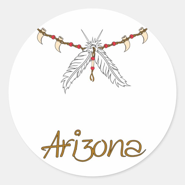 Pegatina Redonda Collar de plumas (Anverso)