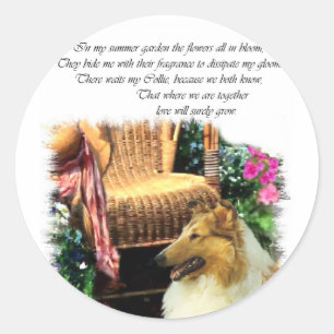 Pegatina Redonda Collie Art Gifts Rough Sable