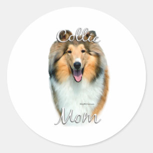 Pegatina Redonda Collie (áspera) Mamá 2
