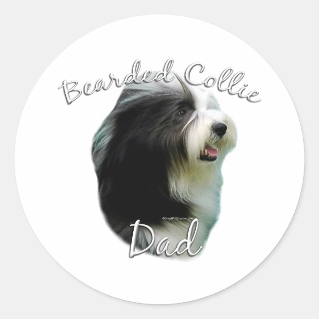 Pegatina Redonda Collie Dad 2 (Anverso)