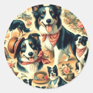 Pegatina Redonda Collie de borde suave sin soldadura