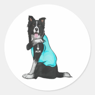 Pegatina Redonda Collie de frontera que amo a mamá Tattoo Appart pe