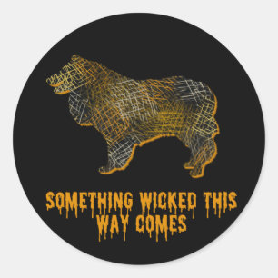 Pegatina Redonda Collie Dog Silhouette Fun Halloween Magnet