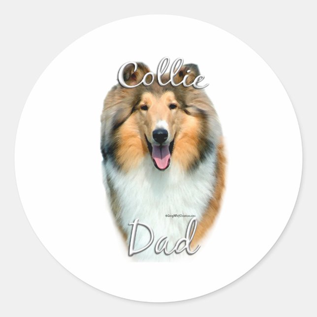 Pegatina Redonda Collie (rudo) Dad 2 (Anverso)