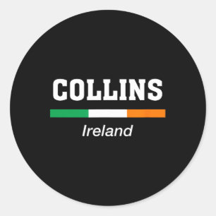 Pegatina Redonda Collins Irish Family Name St Patricks Day Ireland