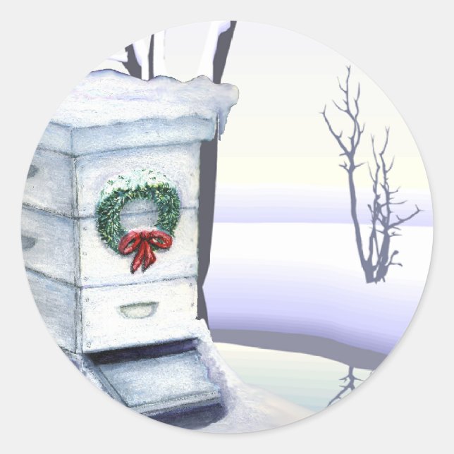 Pegatina Redonda colmena de navidad (Anverso)