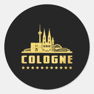 Pegatina Redonda Cologne Alemania City Cityscape Idea de regalo div