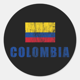 Pegatina Redonda Colombia Diseño Colombiano Ropa Outfit Pequeño