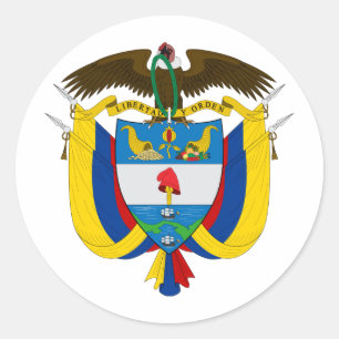 Pegatina Redonda Colombia Escudo de armas CO