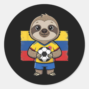 Pegatina Redonda Colombia Fútbol Perezoso Fútbol Hincha Animal Por 
