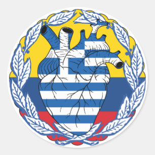 Pegatina Redonda Colombia Independencia griega Grecia