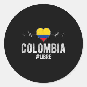 Pegatina Redonda Colombia #libre Colombia Libre Bandera Patriota Co