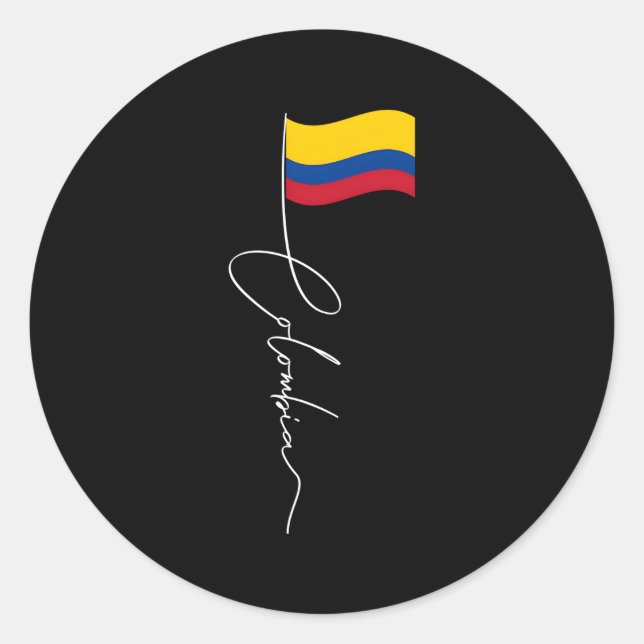 Pegatina Redonda Colombia Signature Polo de bandera Patriótica Colo (Anverso)