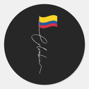 Pegatina Redonda Colombia Signature Polo de bandera Patriótica Colo