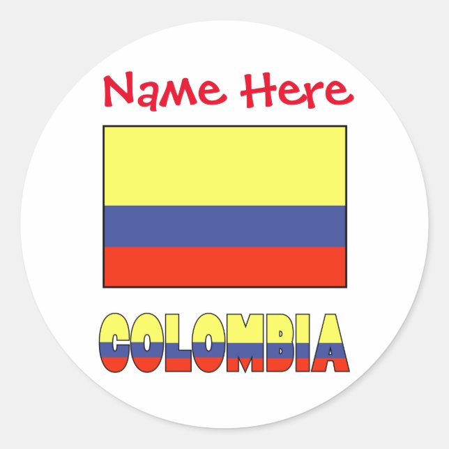 Pegatina Redonda Colombia y la bandera colombiana: Personalización  (Anverso)