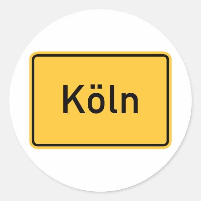Pegatina Redonda Colonia, Rótulo vial de Alemania (Anverso)