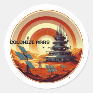 PEGATINA REDONDA COLONIZAR MARS