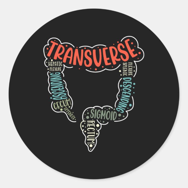 Pegatina Redonda Colonoscopía Gi Divertida Endoscopia Enfermera Ana (Anverso)