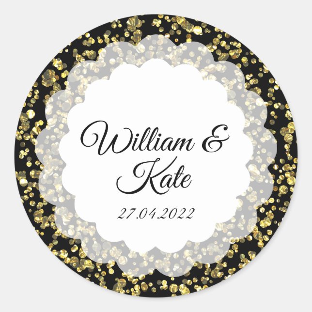 Pegatina Redonda Colopo de polvo dorado (Anverso)