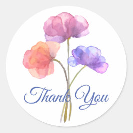 Pegatina Redonda Color acuático rosa floral