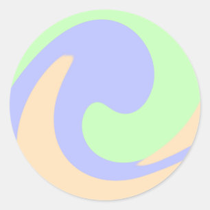 Pegatina Redonda Color azul verde oscuro líquido mármol boho patrón