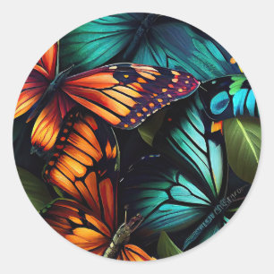 Pegatina Redonda Color Burst – Butterflies in Motion