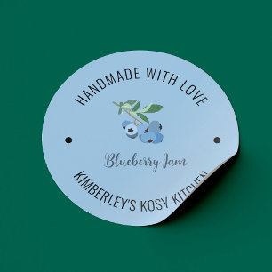 Pegatina Redonda Color de agua de mermelada azul hecho a mano con e
