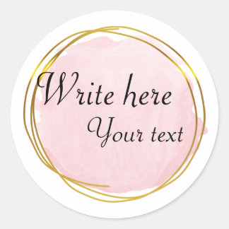 Pegatina Redonda Color de agua morado rosado Círculo Clase Elegante