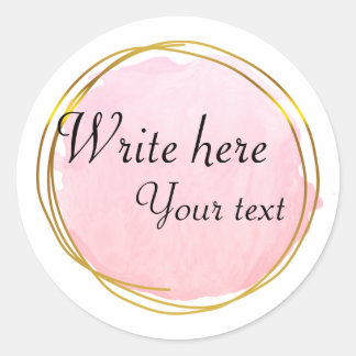 Pegatina Redonda Color de agua morado rosado Círculo Clase Elegante