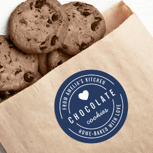 Pegatina Redonda Color de fondo editable hecho en casa con amor