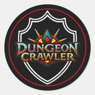 Pegatina Redonda Color del escudo del Dungeon Crawler