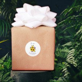 Pegatina Redonda Color del girasol amarillo púrpura