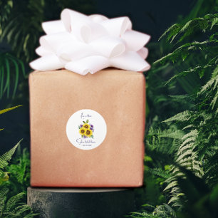 Pegatina Redonda Color del girasol amarillo púrpura