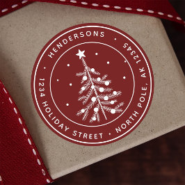 Pegatina Redonda Color editable Castellano de Navidad Dirección de