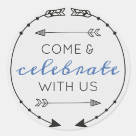 Pegatina Redonda Color Editable Ven y celebra con nosotros
