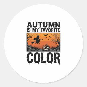 Pegatina Redonda Color Favorito De Otoño Halloween Calabaza Vector