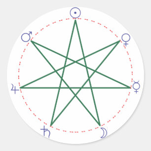 Pegatina Redonda Color heptagram de fin de semana