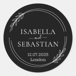 Pegatina Redonda Color negro formal boda