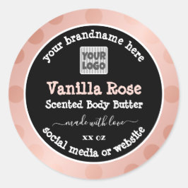 Pegatina Redonda Color rosa y negro con etiquetas de embalaje de pr