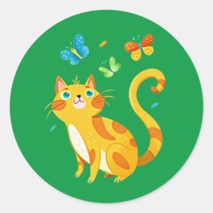 Pegatina Redonda Color sólido verde Kelly