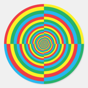 Pegatina Redonda color vórtice rojo amarillo blanco azul verde