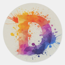 Pegatina Redonda Coloración de agua D