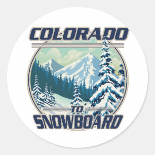 Pegatina Redonda Colorado En Snowboard