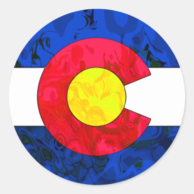 PEGATINA REDONDA COLORADO FLAG (Anverso)