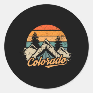 Pegatina Redonda Colorado - Montañas Retro Vintage Naturaleza Sende