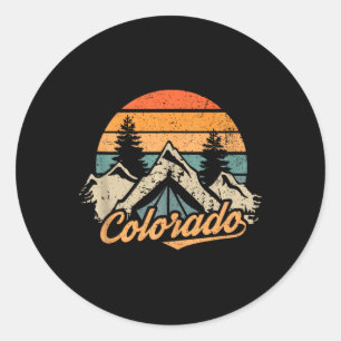 Pegatina Redonda Colorado - Montañas Retro Vintage Naturaleza Sende